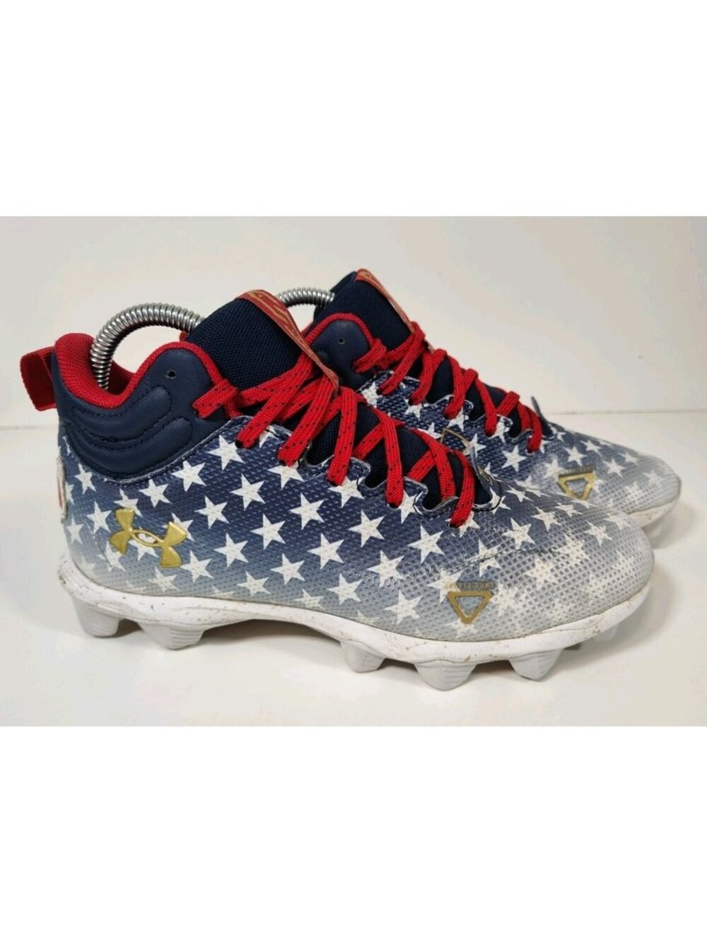 Under Armour Spotlight Franchise Patriotic USA Football Cleats Youth 6Y 3025856